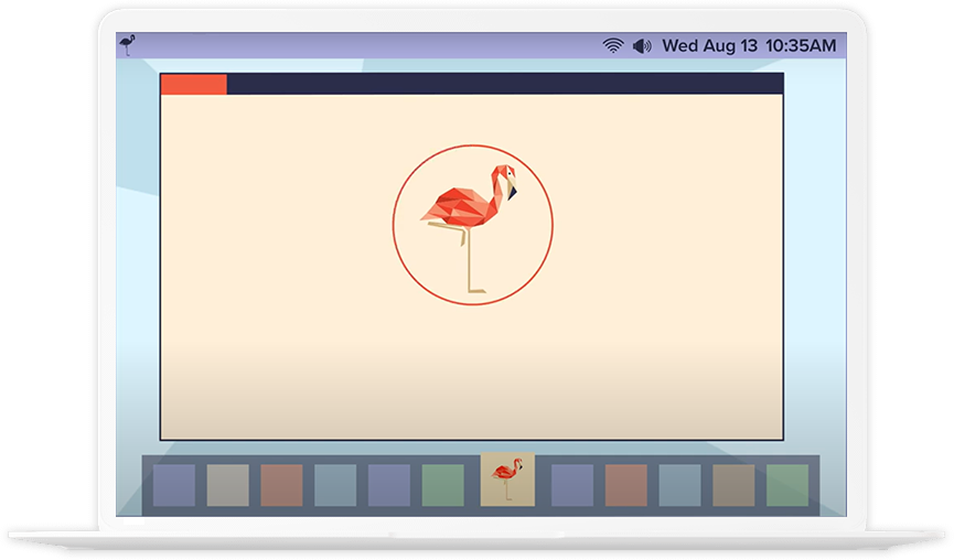 The Flamingo Early Learning logo on a mock browser, displayed on a white laptop.